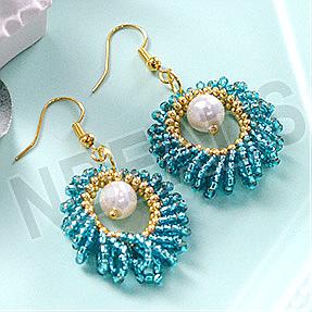 How to Make A Tricolour Blue Seed Bead Hoop Earrings