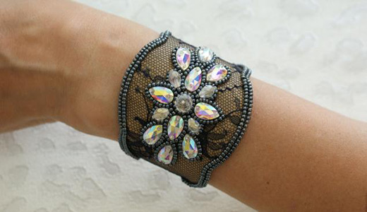 DIY Lace Bracelet - Sew Beads on Lace And Leather – Nbeads