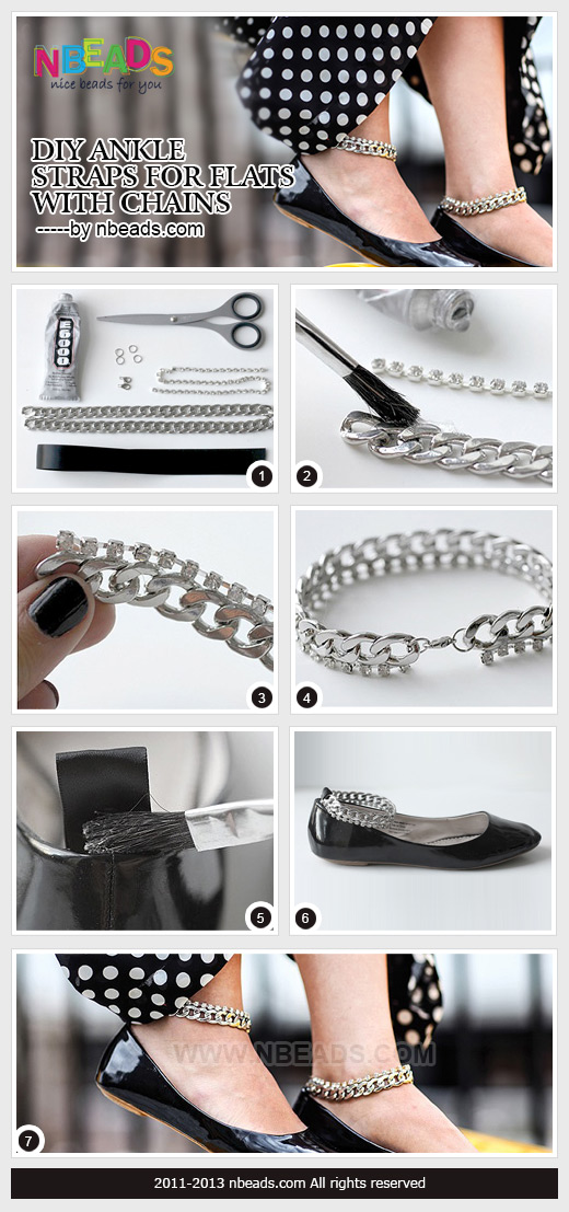 DIY Ankle Straps for Flats with Chains 